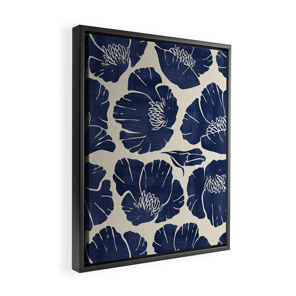 Poppies Indigo Framed Canvas Print Gallery Image 2