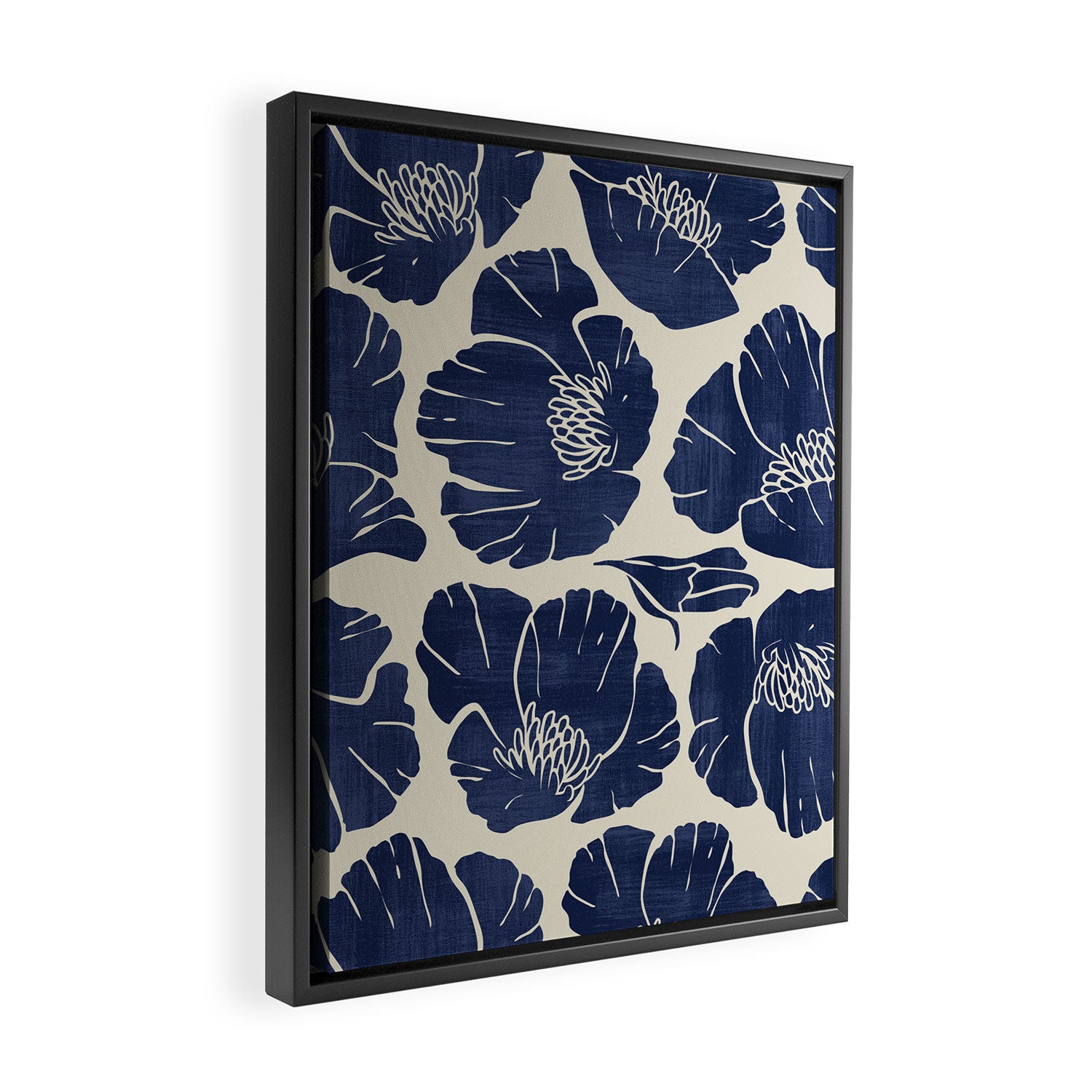Poppies Indigo Framed Canvas Print Gallery Image 2