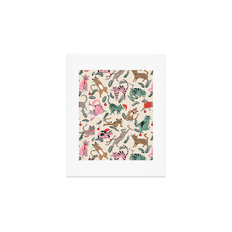 Silly Christmas Cats Art Print Gallery Image 1