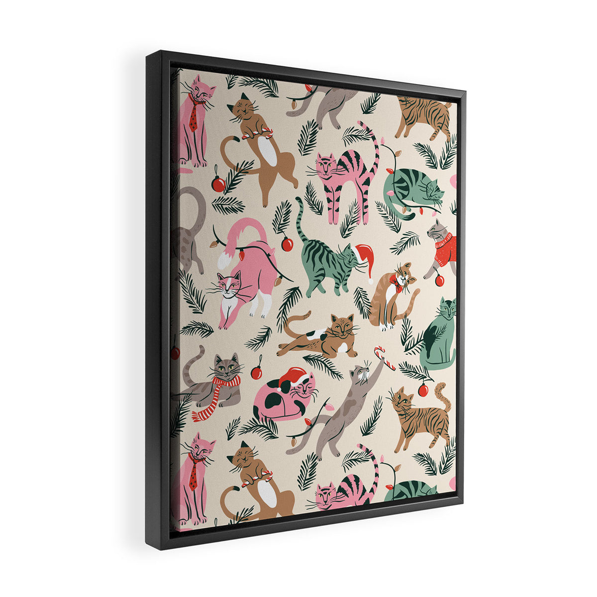 Silly Christmas Cats Framed Canvas Print Gallery Image 2