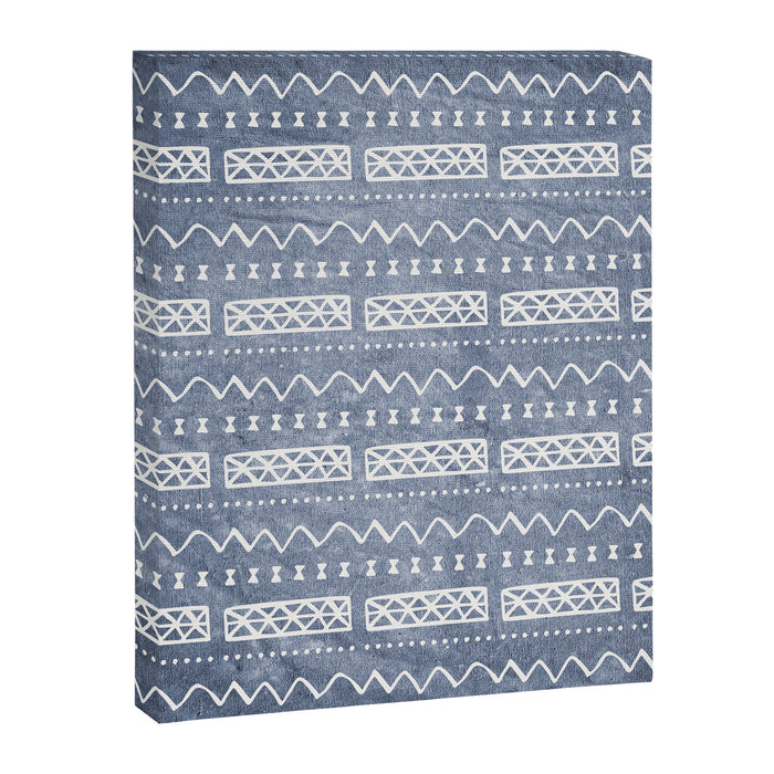 Blue and White Bow Tie Zig Zag Mud Cloth Pattern  Canvas Print Gallery Image 1