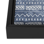 Blue and White Bow Tie Zig Zag Mud Cloth Pattern  Framed Canvas Print Gallery Image 3