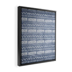 Blue and White Bow Tie Zig Zag Mud Cloth Pattern  Framed Canvas Print Gallery Image 2