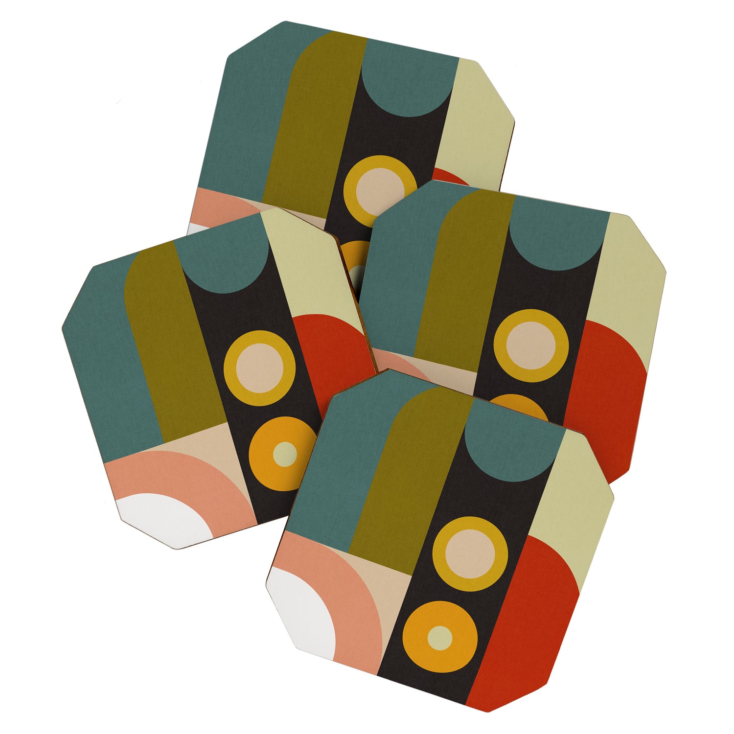 abstract geometric retro shapes II Coaster Gallery Image 1