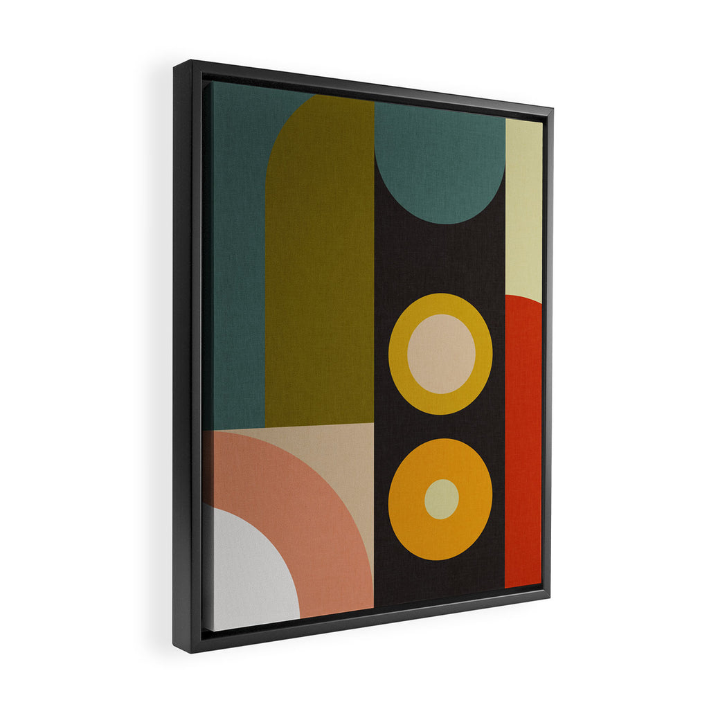 abstract geometric retro shapes II Framed Canvas Print Gallery Image 2