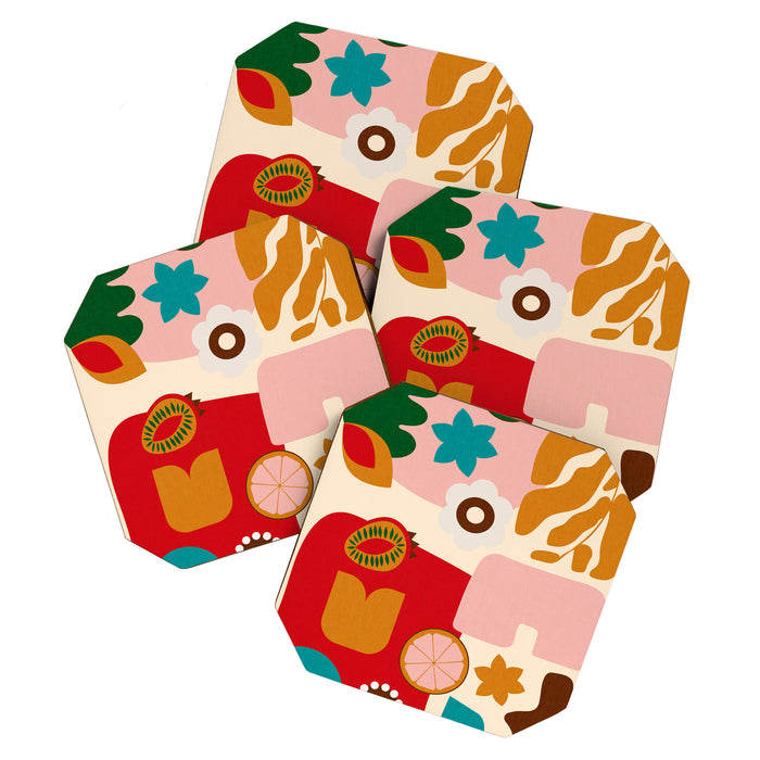 abstract maximalist shapes organic 2 Coaster Gallery Image 1
