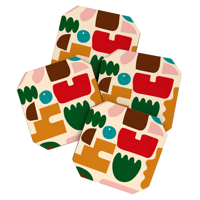 abstract maximalist shapes organic Coaster Gallery Image 1