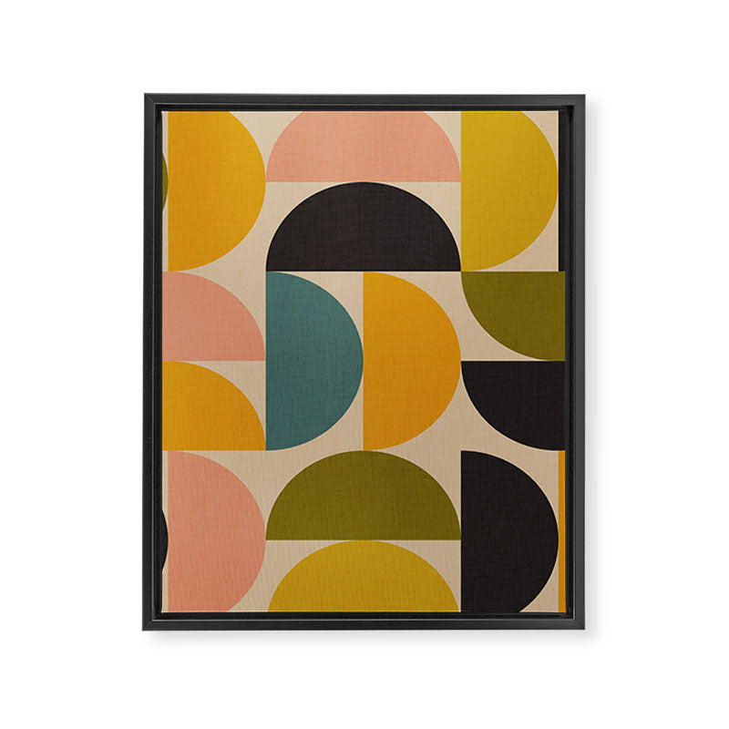 abstract mid mod half circles Framed Canvas Print Gallery Image 8