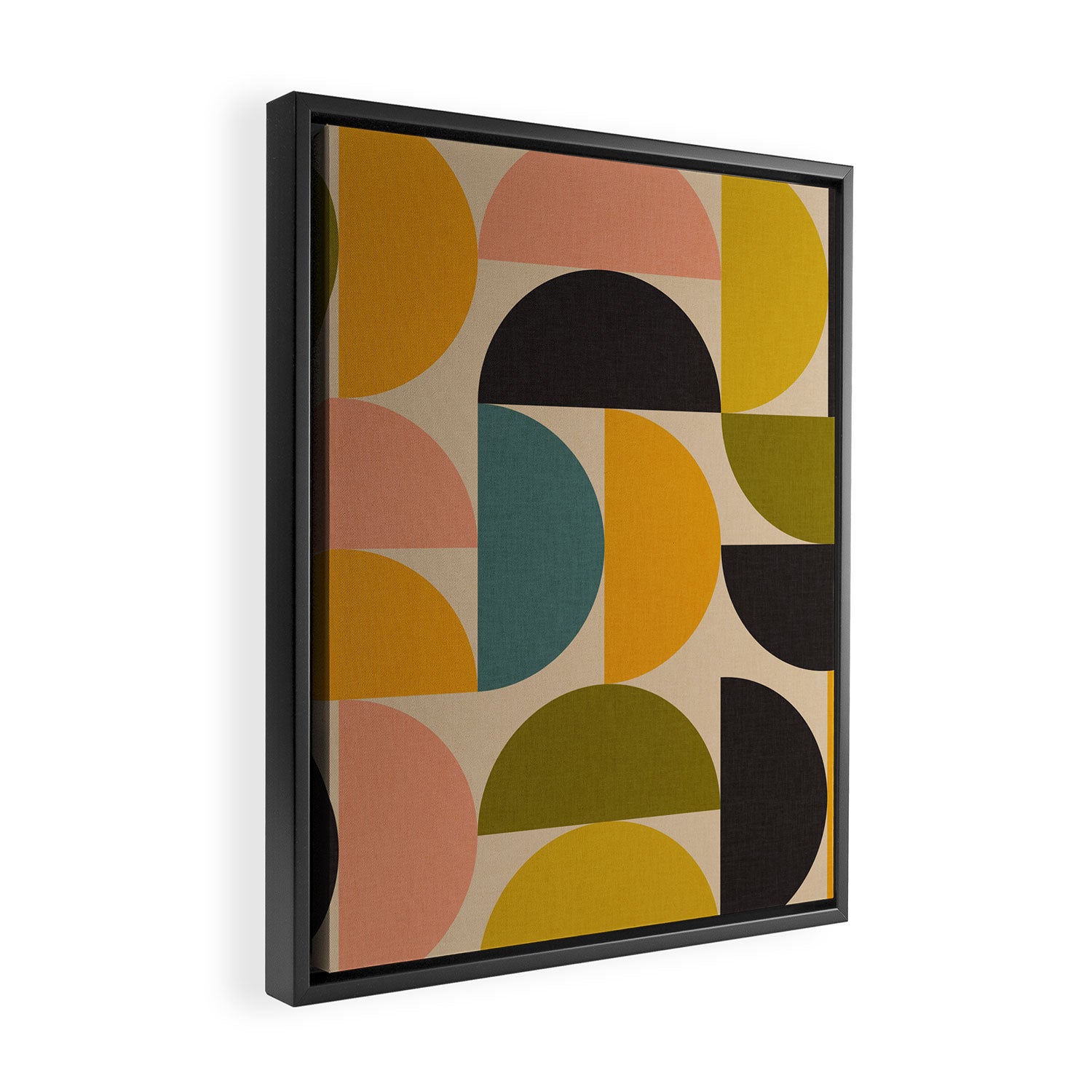abstract mid mod half circles Framed Canvas Print Gallery Image 2