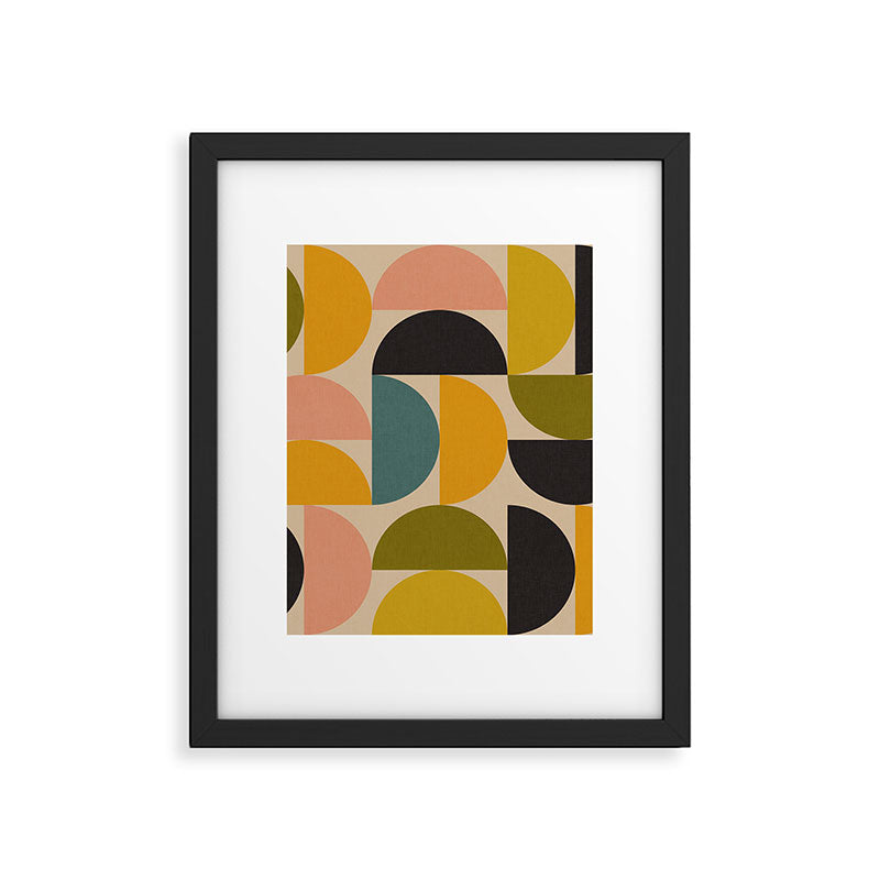 abstract mid mod half circles Framed Art Print Gallery Image 6