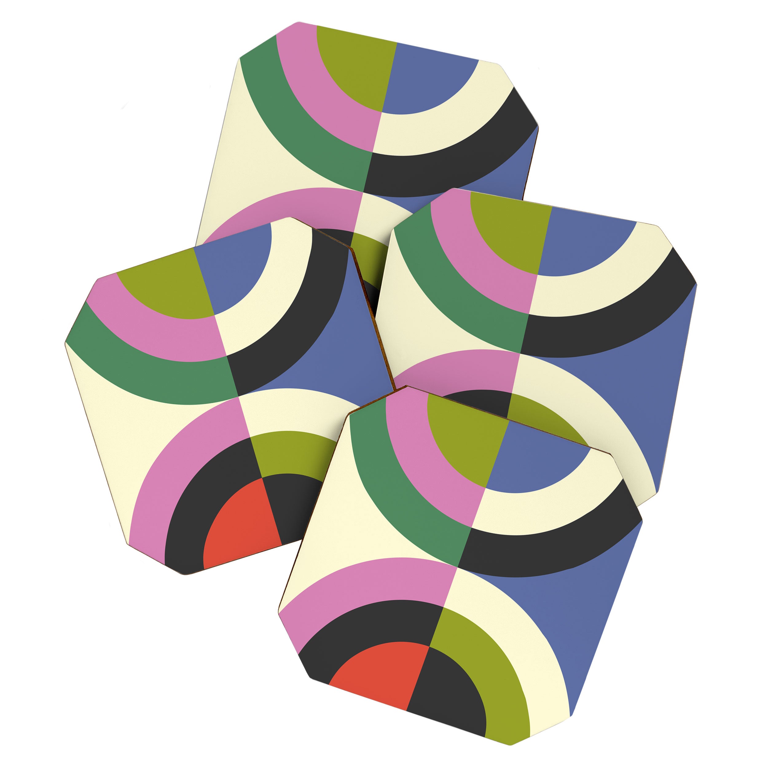 abstract mid mod retro with pink 3 Coaster Gallery Image 1
