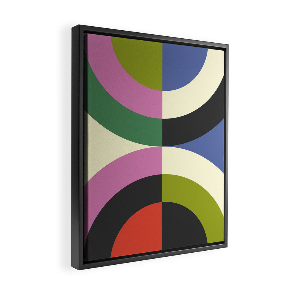 abstract mid mod retro with pink 3 Framed Canvas Print Gallery Image 2