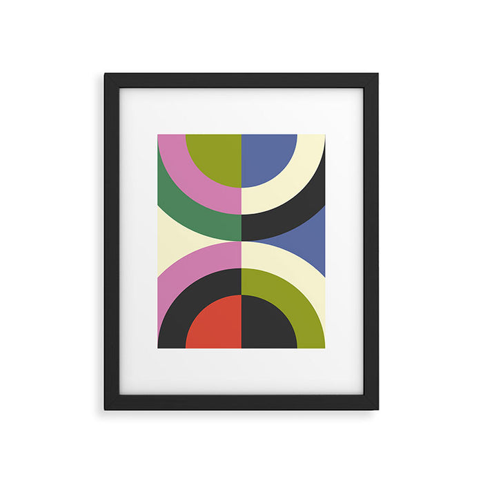 abstract mid mod retro with pink 3 Framed Art Print Gallery Image 1
