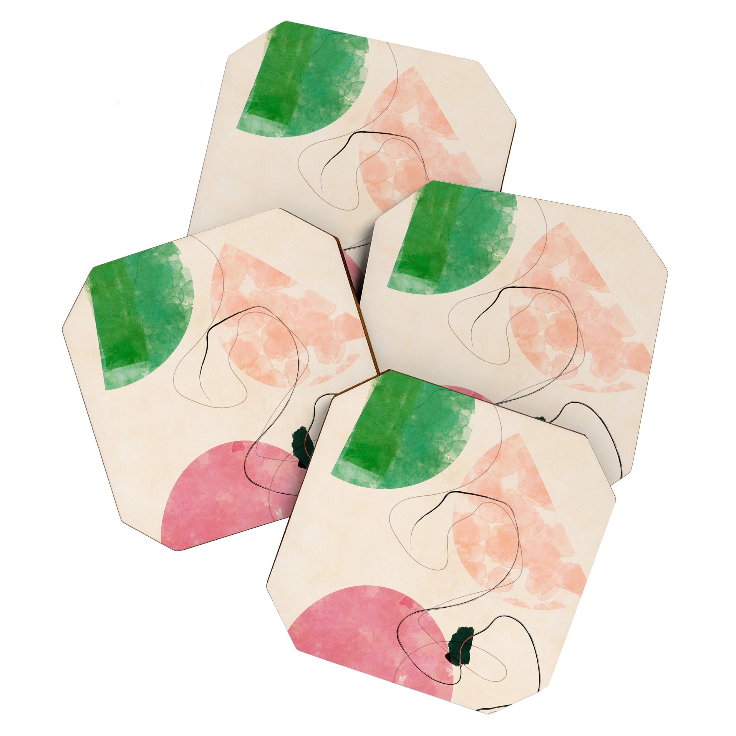 abstract organic shape pastel summer 3 Coaster Gallery Image 1