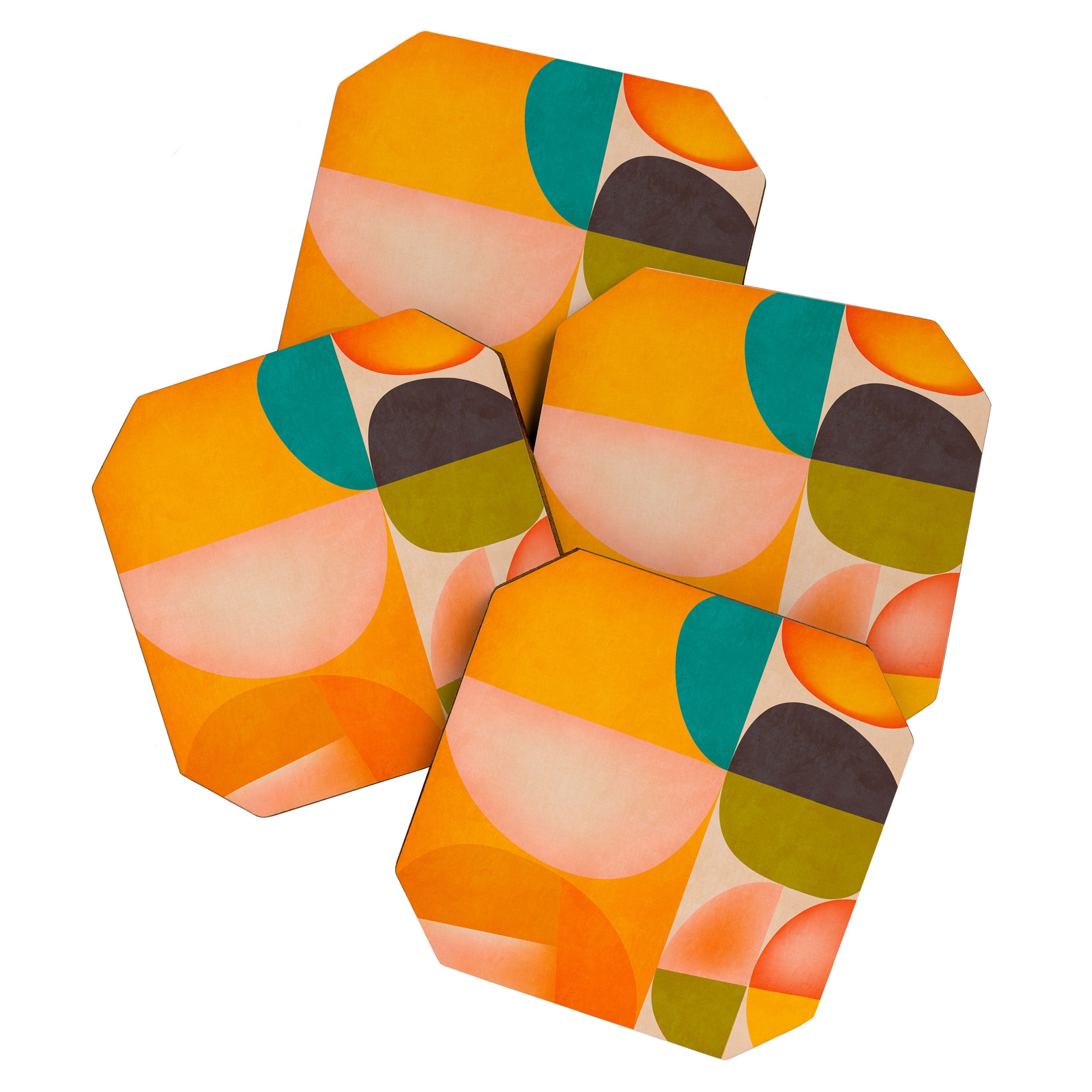 abstract painterly mid century shapes 2 Coaster Gallery Image 1