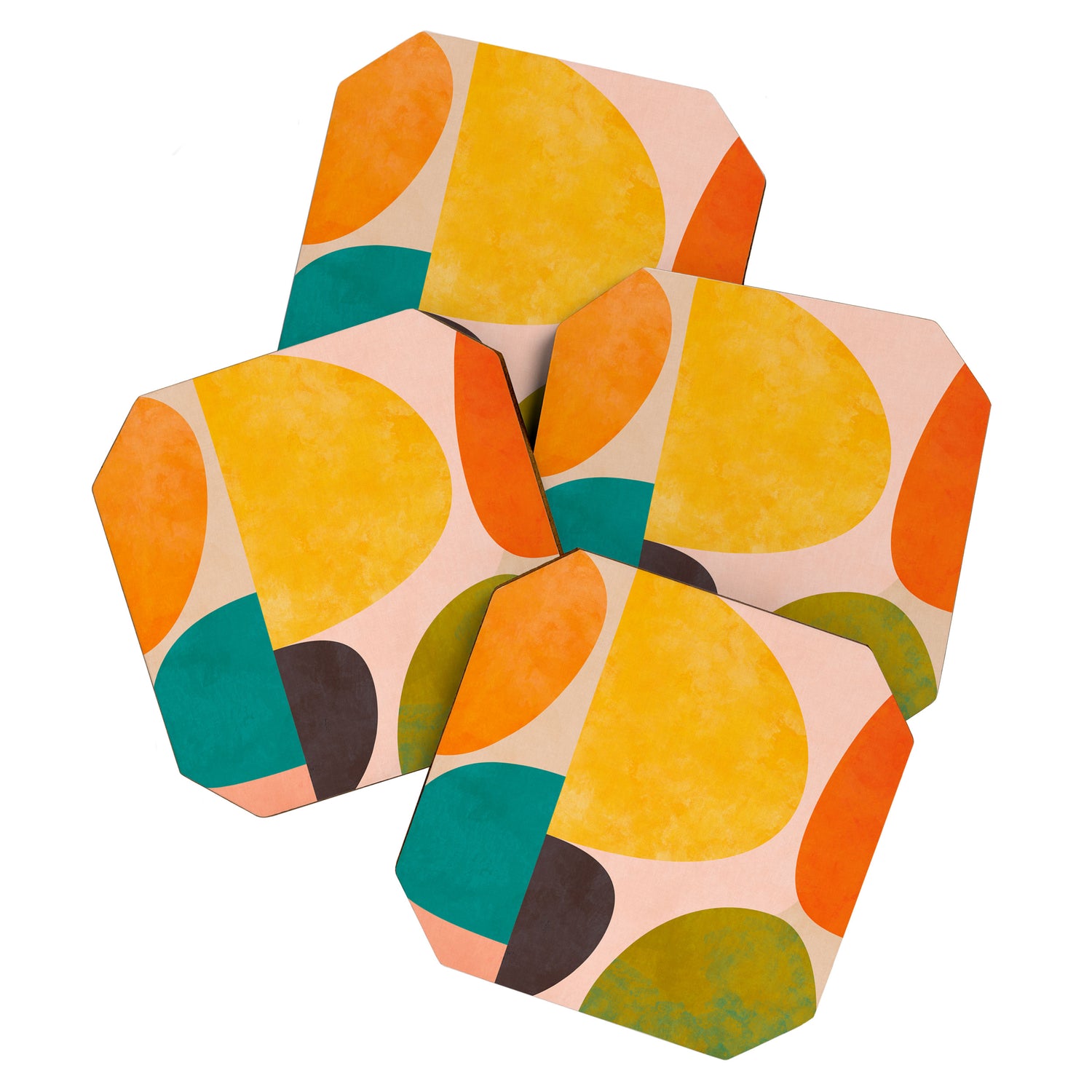 abstract painterly mid century shapes 3 Coaster Gallery Image 1