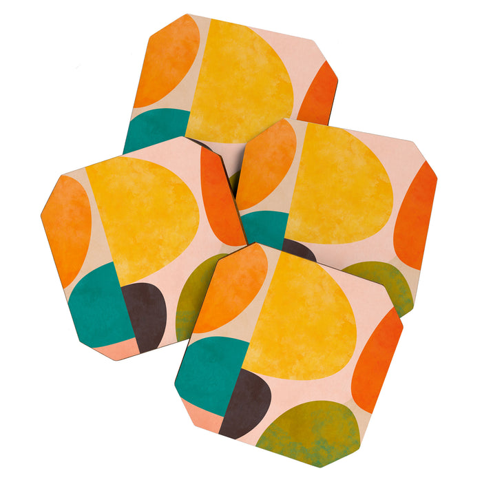 abstract painterly mid century shapes 3 Coaster Gallery Image 1