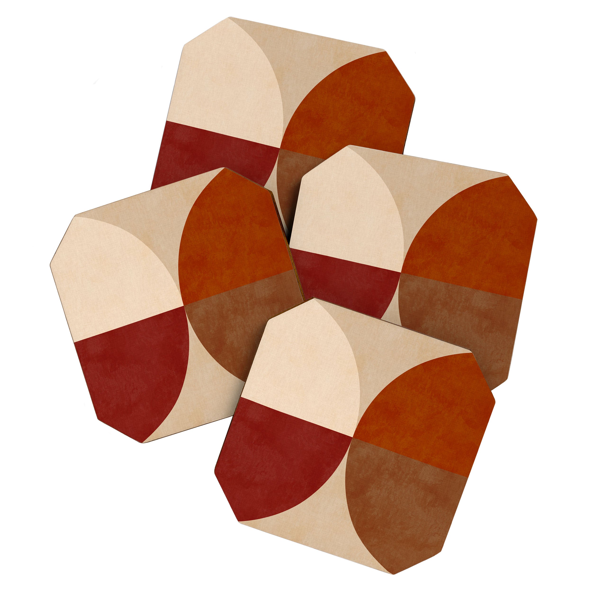 abstract retro shapes earthy 10 Coaster Gallery Image 1
