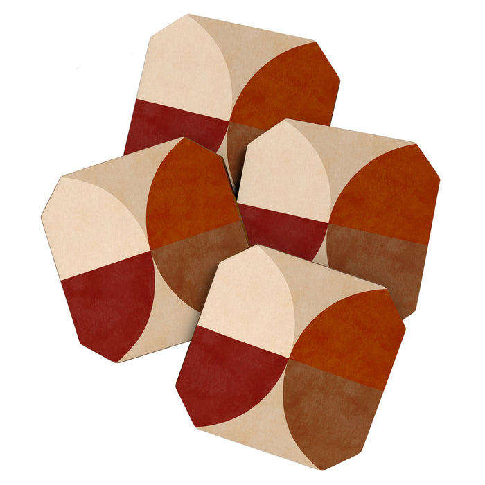 abstract retro shapes earthy 10 Coaster Gallery Image 1