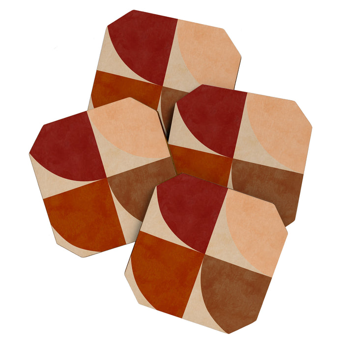 abstract retro shapes earthy 11 Coaster Gallery Image 1