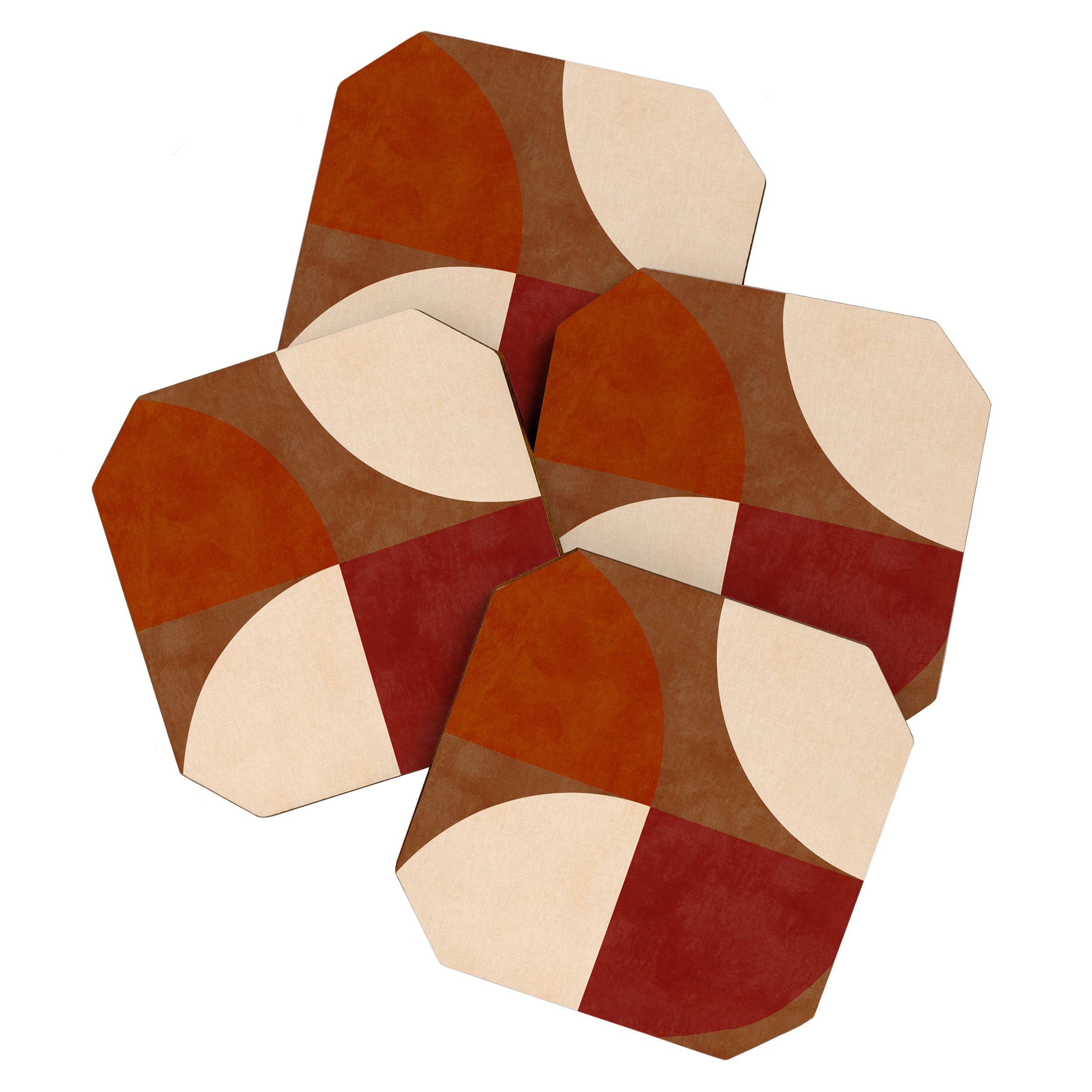 abstract retro shapes earthy 13 Coaster Gallery Image 1