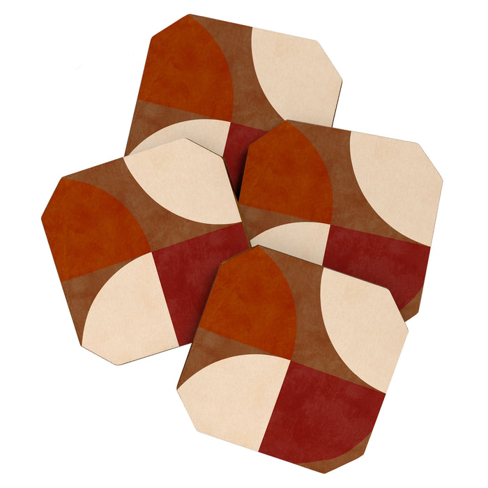 abstract retro shapes earthy 13 Coaster Gallery Image 1