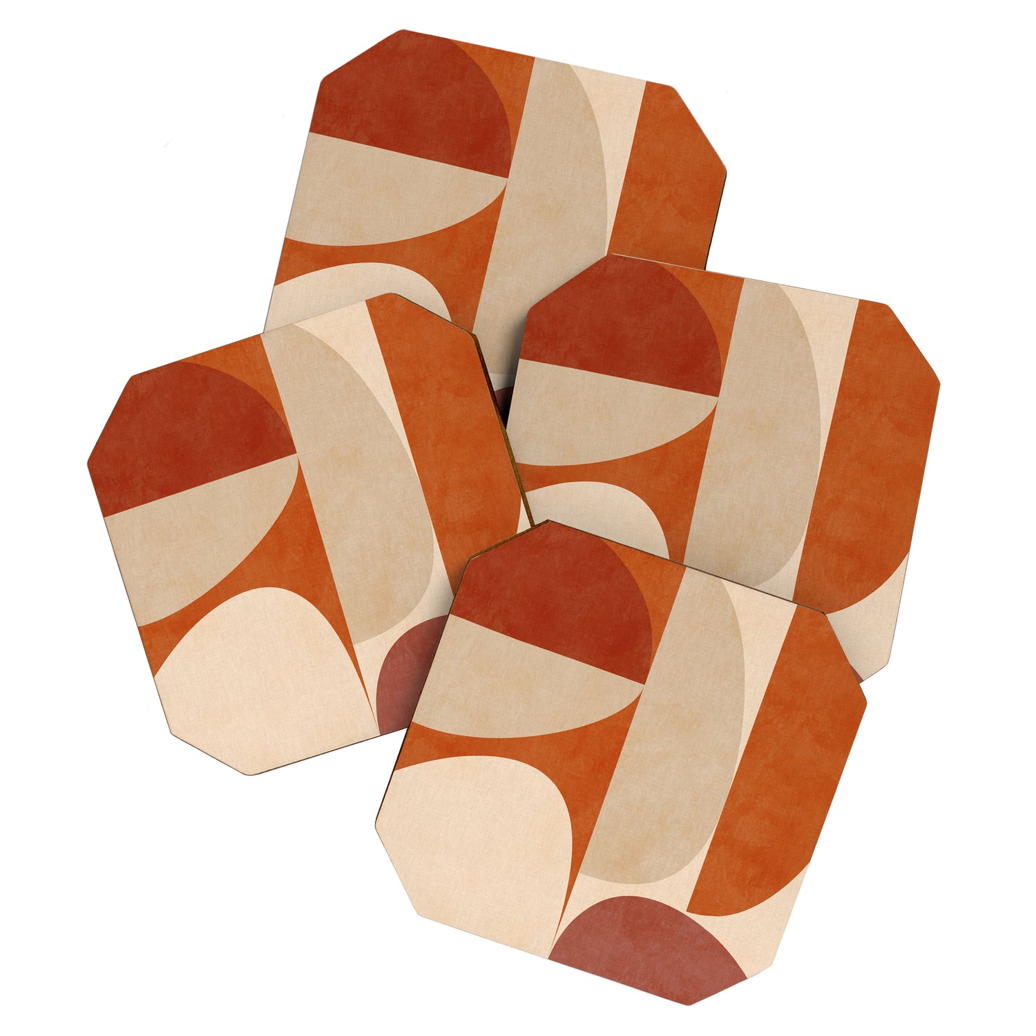 abstract retro shapes earthy 4 Coaster Gallery Image 1