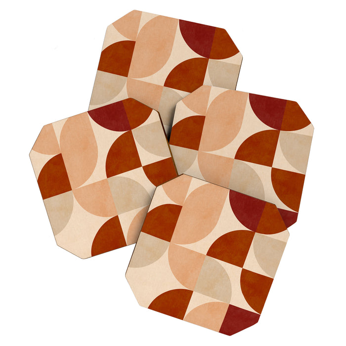 abstract retro shapes earthy 5 Coaster Gallery Image 1