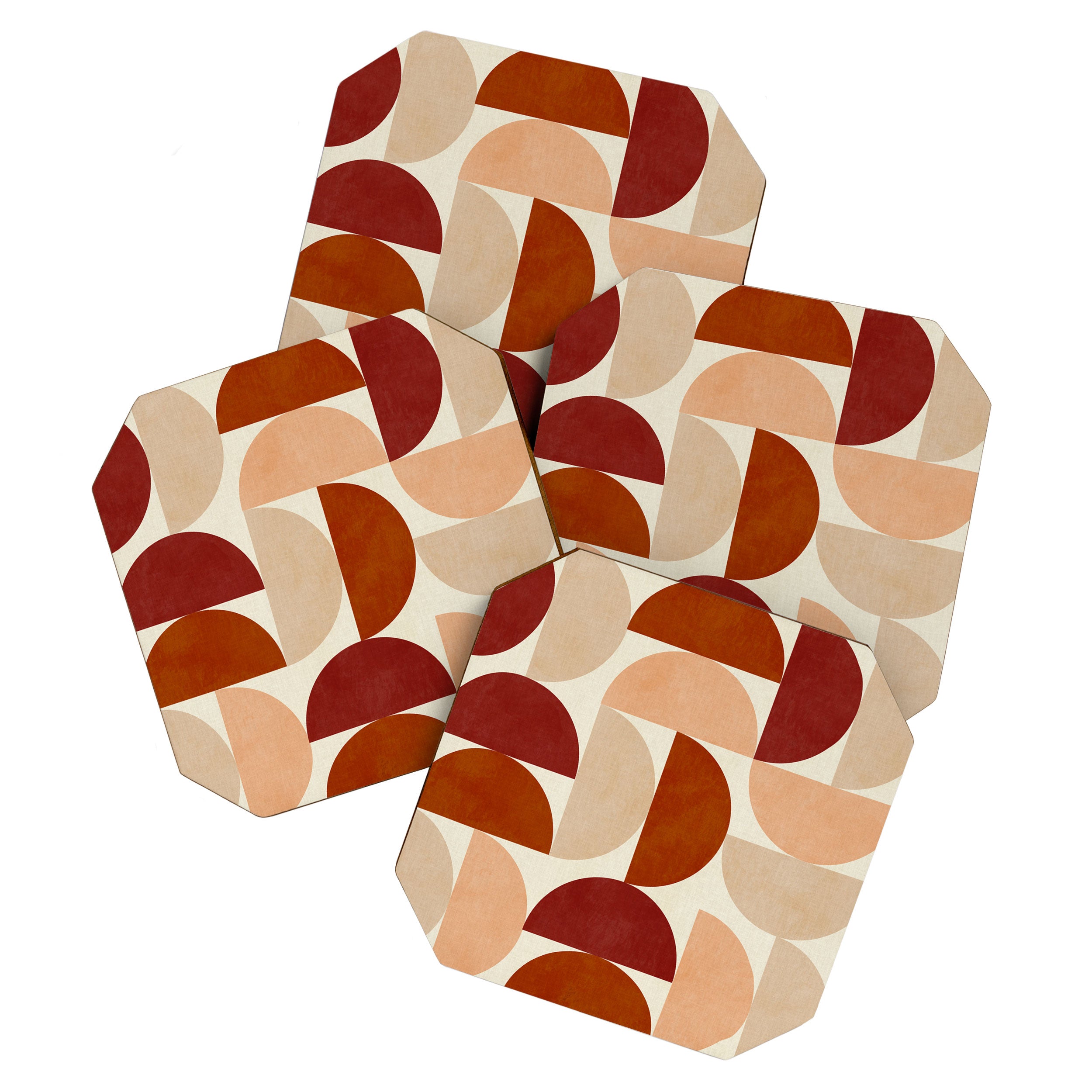 abstract retro shapes earthy 6 Coaster Gallery Image 1
