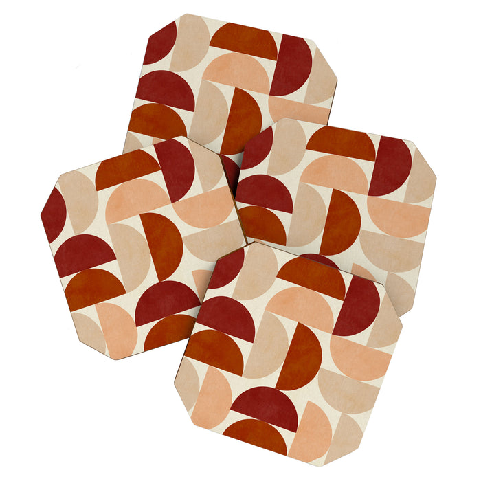 abstract retro shapes earthy 6 Coaster Gallery Image 1