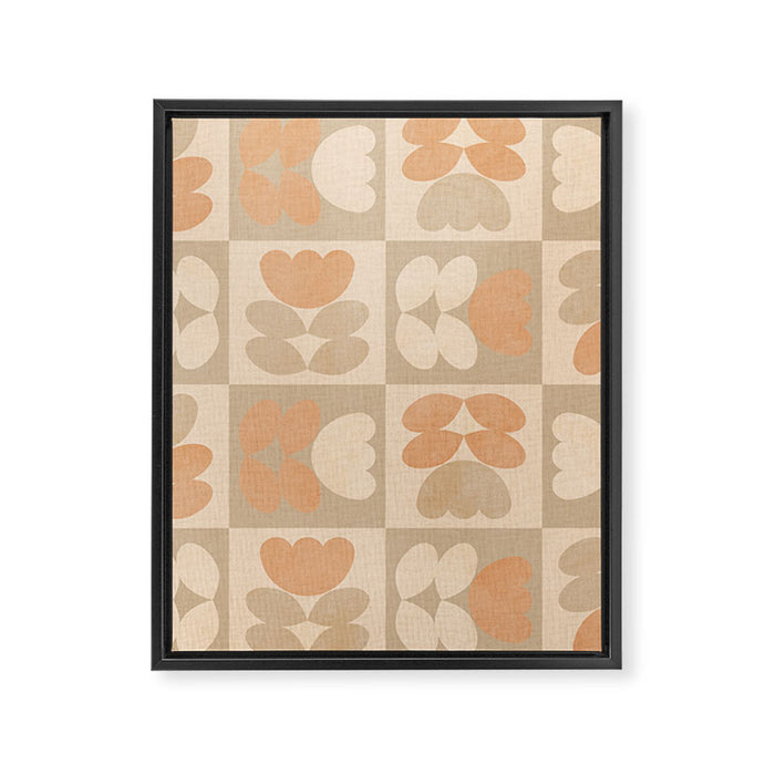 abstract retro shapes earthy checkered floral Framed Canvas Print Gallery Image 1