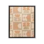 abstract retro shapes earthy checkered floral Framed Canvas Print Gallery Image 8