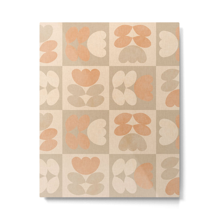 abstract retro shapes earthy checkered floral Metal Print Gallery Image 1