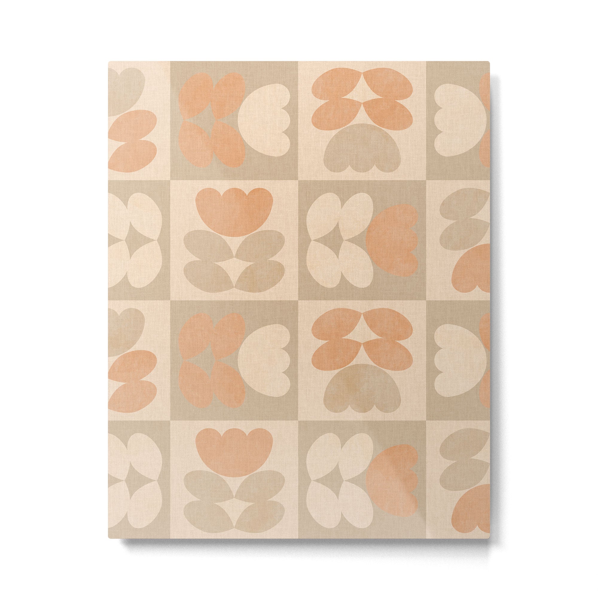 abstract retro shapes earthy checkered floral Metal Print Gallery Image 6