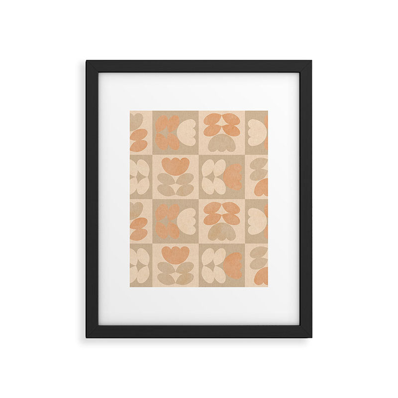 abstract retro shapes earthy checkered floral Framed Art Print Gallery Image 6