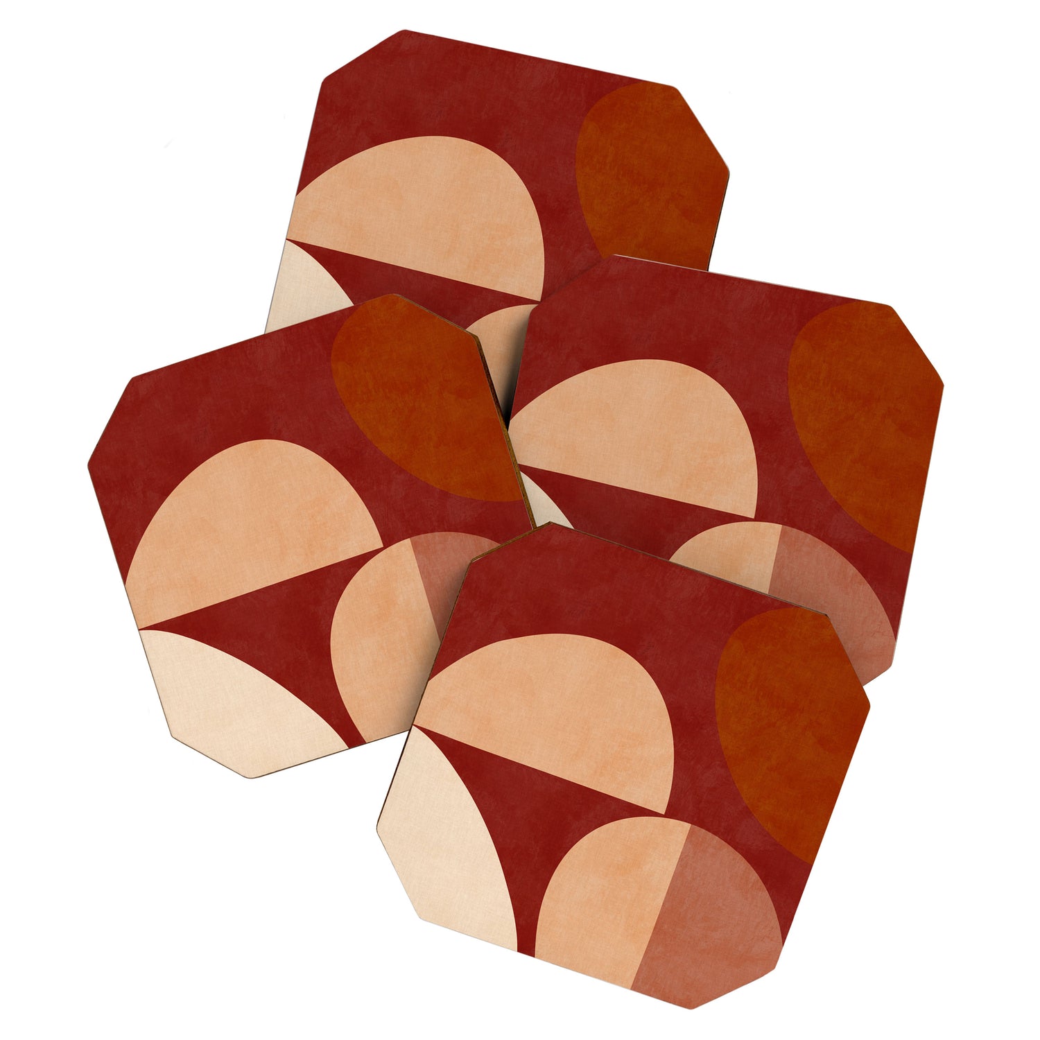 abstract retro shapes earthy Coaster Gallery Image 1
