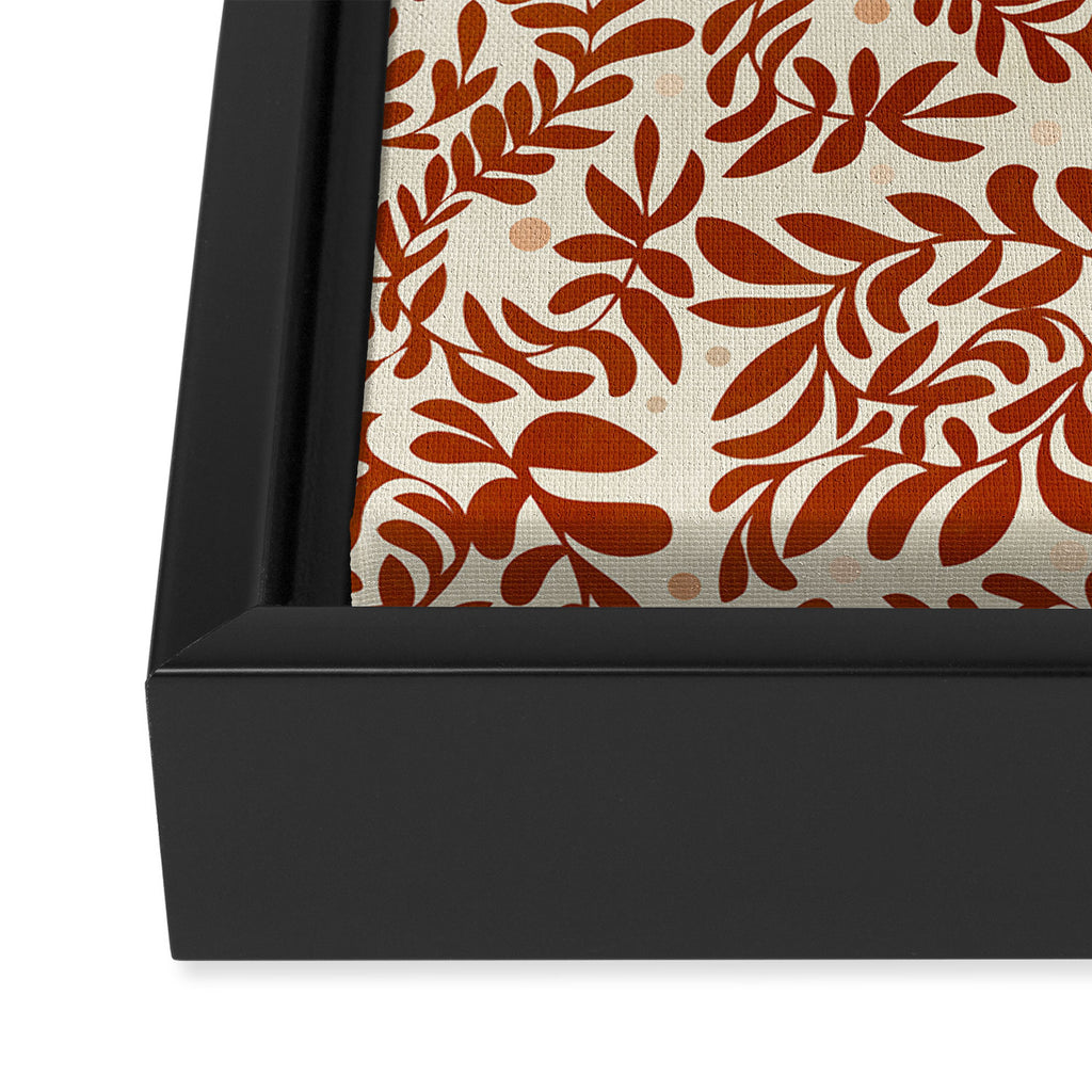 abstract retro shapes earthy leaves red Framed Canvas Print Gallery Image 3