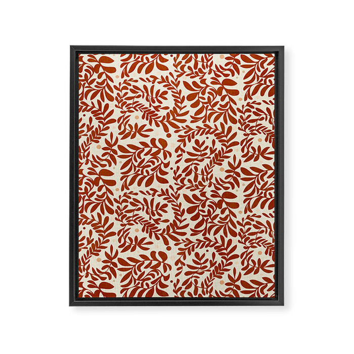 abstract retro shapes earthy leaves red Framed Canvas Print Gallery Image 1
