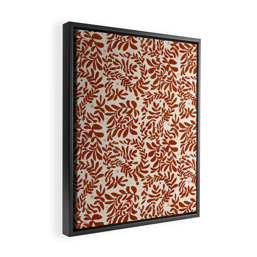 abstract retro shapes earthy leaves red Framed Canvas Print Gallery Image 2