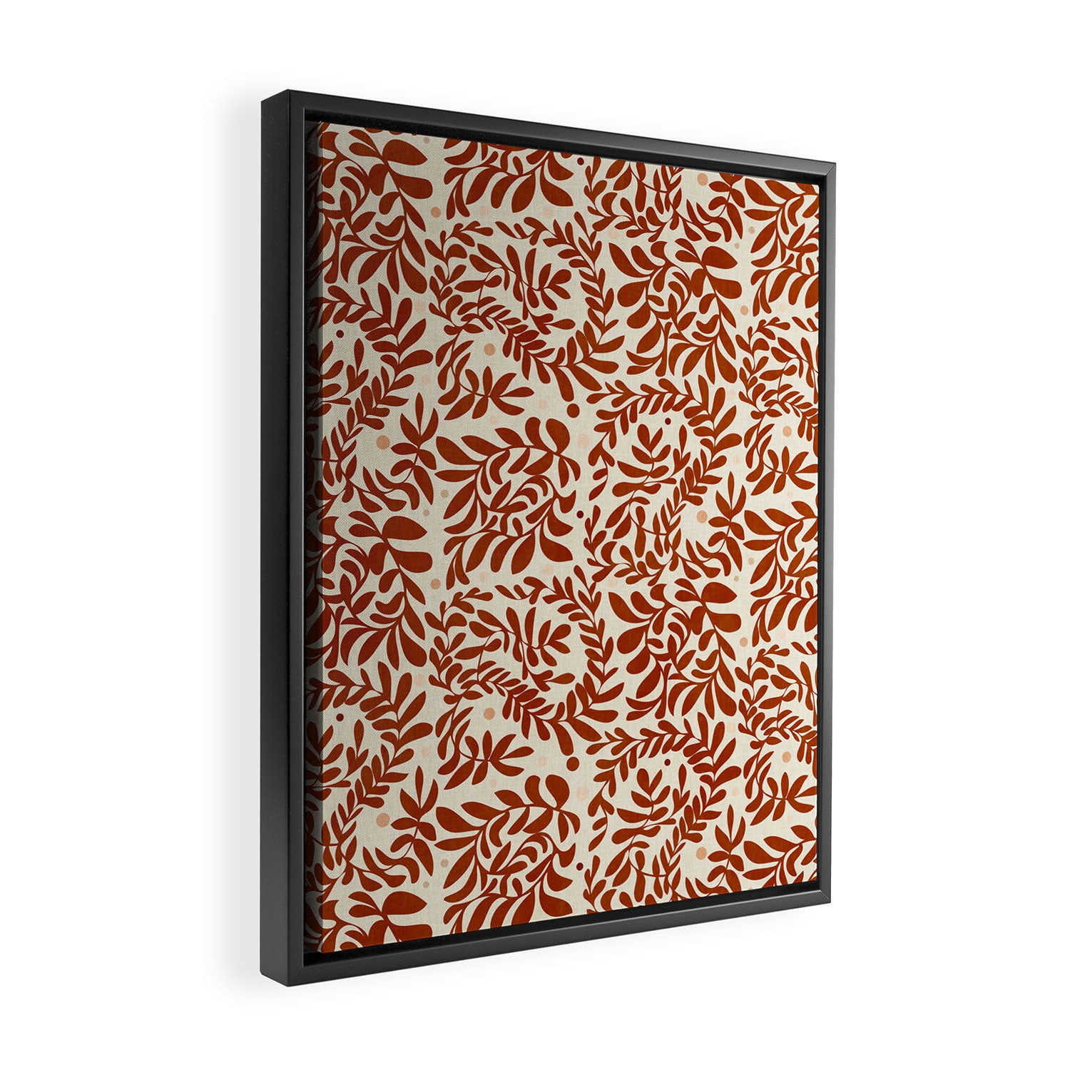 abstract retro shapes earthy leaves red Framed Canvas Print Gallery Image 2