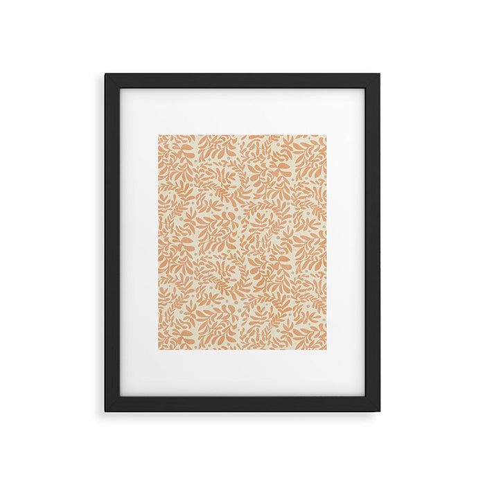 abstract retro shapes earthy leaves Framed Art Print Gallery Image 1