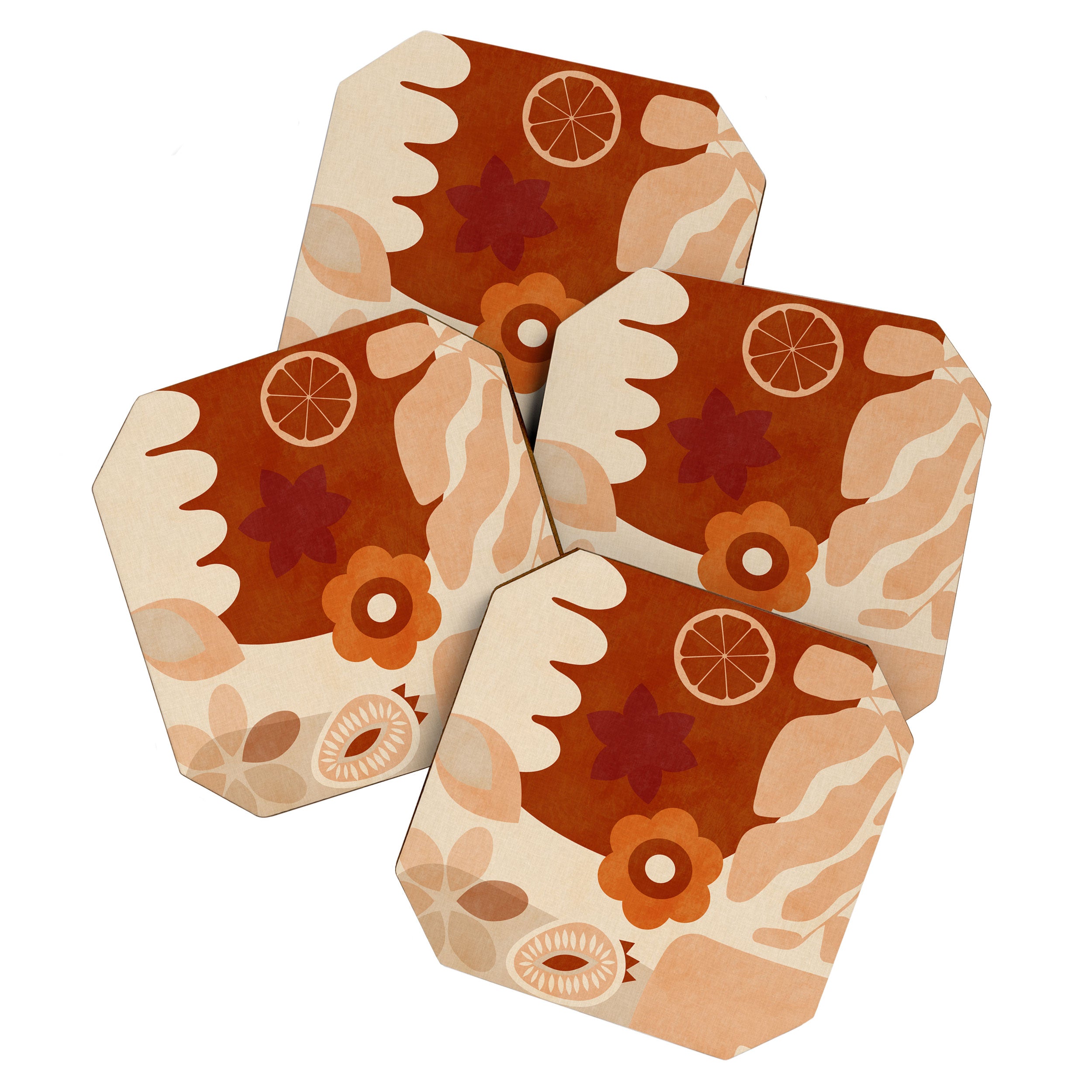 abstract retro shapes earthy organic Coaster Gallery Image 1