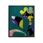 abstract whimsical flower on teal Framed Canvas Print Gallery Image 8
