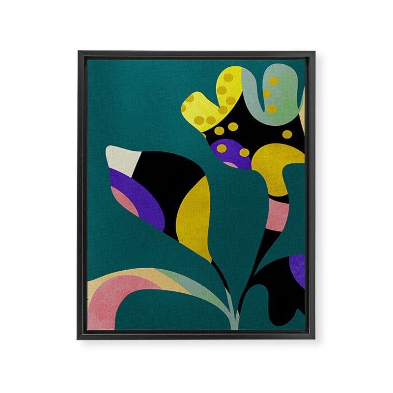 abstract whimsical flower on teal Framed Canvas Print Gallery Image 8