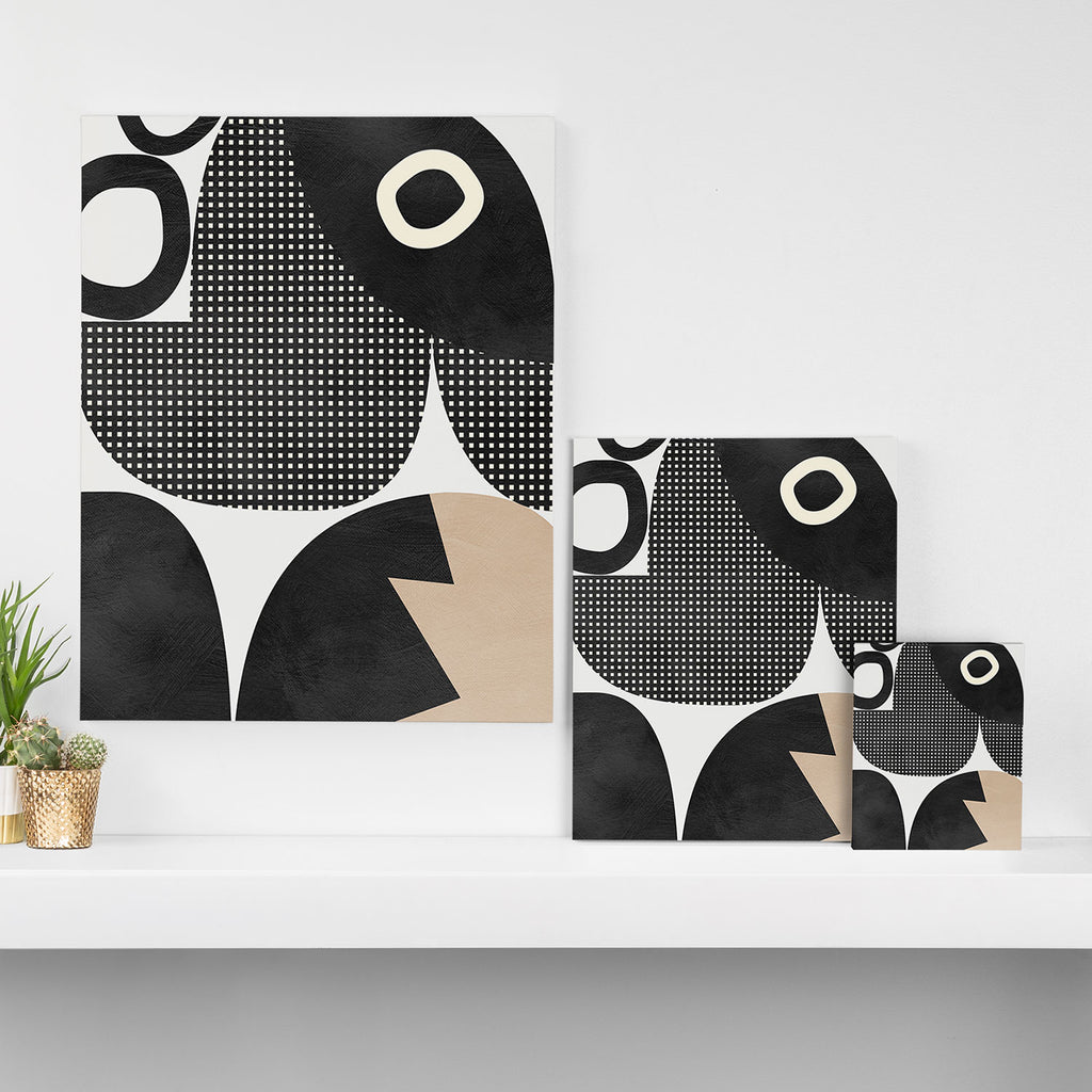 black white abstract shape art 2 Canvas Print Gallery Image 3