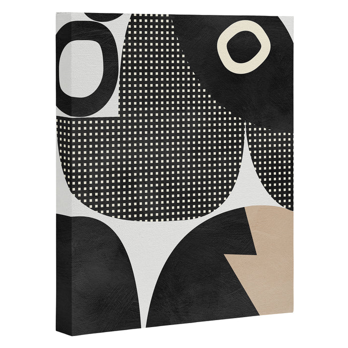 black white abstract shape art 2 Canvas Print Gallery Image 1