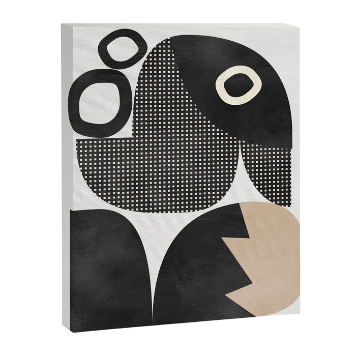 black white abstract shape art 2 Canvas Print Gallery Image 1