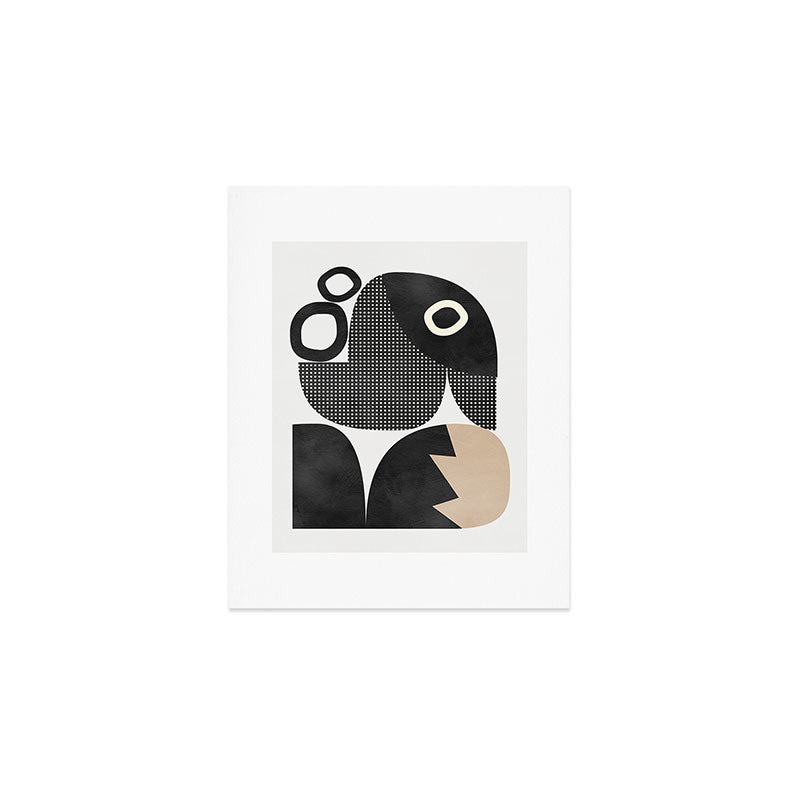 black white abstract shape art 2 Art Print Gallery Image 1