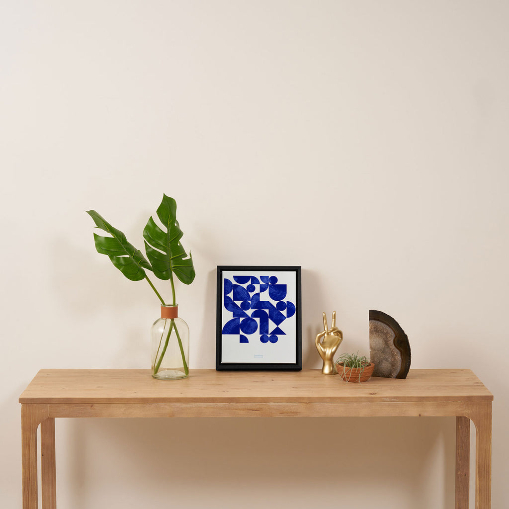blue hues geometric Framed Canvas Print Gallery Image 4