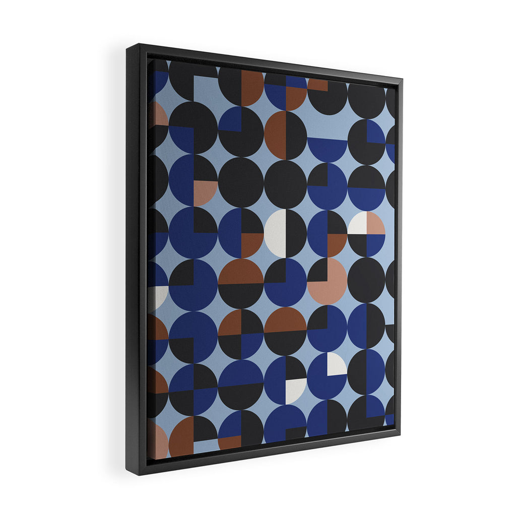 brown blue geometric elegance Framed Canvas Print Gallery Image 2